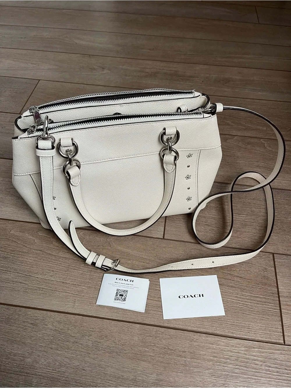 Coach Leather Satchel with Stud Accents